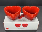 Creuset Stoneware Heart Collection Of 2 Ramekins Cerise Red Nib. Fixed Price $40.00.