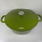 Sur La Table Enameled Cast Iron Oval Dutch Oven 8 Quart Green Pot With Lid. Fixed Price $92.00.