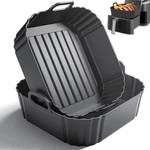 Sactercon 8.5 Inch Square Silicone Air Fryer Liners 2 Pack, 5-6.5QT, Black. Fixed Price $14.52.