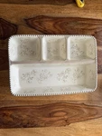 Temptations Bakeware By Tara Floral Lace Pattern Serving Platter Compartments. Fixed Price $24.99.