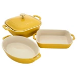 Staub Ceramic 4-PC Baking Pans Set, Casserole Dish With Lid, Brownie. Fixed Price $79.99.
