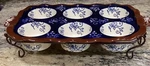 Temp-tations By Tara Floral Lace Blue 6 Round Muffin Pan Brown Handles Rack. Fixed Price $48.00.