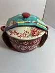 Pioneer Woman Pink Fancy Flourish Mini Casserole Stoneware Dish With Lid Floral. Fixed Price $14.99.