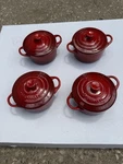 Le Creuset Mini Cocotte Of 4 Red Ombr 8 Ounce Stoneware Used. Fixed Price $55.00.