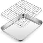 Metal Toaster Oven Tray Set, 10.5 X8.3 Small Stainless Steel Baking Pan With. Fixed Price $20.52.