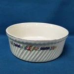 Vtg 8" Hall Superior Blue Bouquet Round Souffle Casserole Dish Ridged Usa. Fixed Price $9.00.