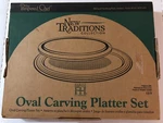 Pampered Chef 1319 White/gray New Traditions Collection Oval Carving Platter Set. Fixed Price $39.00.