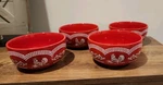 Temptations By Tara Doodle Red 5.5" Cereal Bowl Set Of 4 New. Fixed Price $33.99.