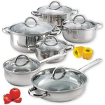 Home Kitchen Cookware Sets, 12-PIECE Basic Stainless Steel Pots And Pans. Fixed Price $89.99.