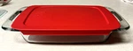 Pyrex Easy Grab 7 X11" 2 Qt Clear Glass Baking Dish With Red Lid. Fixed Price $17.50.