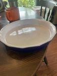Emile Henry 10.5" Tart / Flan Quiche Dish - Blue & White France. Fixed Price $15.92.
