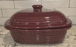 Pampered Chef Deep Covered Baker Cranberry Stoneware 3.1 Qt Roaster Dutch Oven. Fixed Price $49.87.