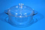 Vintage Libbey 2 Qt Casserole Dish Ribbed Clear Glass & Lid Oven Micro Safe. Fixed Price $12.50.