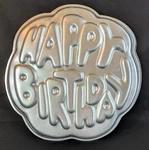 Vintage 1980 Wilton Enterprises Happy Birthday Aluminum Cake Pan 502-2405. Fixed Price $9.95.