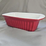 Bialetti Casa Italia Red Stoneware Loaf Pan 9X5 Ribbed Baking Dish. Fixed Price $21.99.
