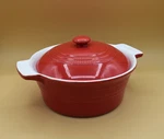 Red Ceramic Casserole Dish With Lid Vintage Dutch Oven Style Kitchenware. Fixed Price $26.60.