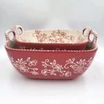 Temptations Tara Floral Lace Handled Bake Serving Dishes, 1 Qt, 2 - Set Of. Fixed Price $44.95.
