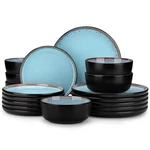 Dinnerware 18 Pieces Stoneware Plates Bowls Light Blue Amber Vancasso Sets. Fixed Price $209.99.