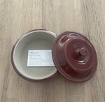 Pampered Chef Round Covered Baker #1364 Stoneware Cup Cranberry 9" Wide. Fixed Price $35.87.
