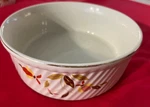 Hall's Autumn Leaf 7 3/4 Inch Souffle Baker With Diagonal Stripes. Fixed Price $10.00.