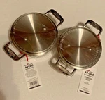 All-clad Set Of 2 Mini Cocottes W/ Lids 0.5 Qt Stainless Steel New Sealed Tags. Fixed Price $129.00.
