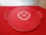 Temptations By Tara Doodle 12 X 14" Round Serving Platter Handles Red. Fixed Price $26.00.