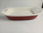 Corningware Etch 3 Qt Baking Dish With Handles Red Brick Color 15 1/2 X 10". Fixed Price $21.90.