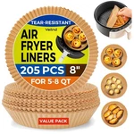 205 Pcs 8" Round Air Fryer Liners Heavy-duty & Non-stick. Fixed Price $32.99.