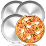 Teamfar Pizza Pan, 12 Inch Set Round Oven 4 Pcs, Silver. Fixed Price $28.64.