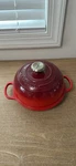 Creuset Enameled Cerise (red) Cast Iron Bread Oven. Fixed Price $250.00.