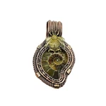 Mothers Day Deal Ammonite Fossil Stone Copper Honey Bee Anniversary Boho Pendant. Fixed Price $26.40.
