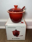 "cerise" Le Creuset Condiment Pot With Spoon Nwt Stoneware Jam Jelly Jar Indian. Fixed Price $95.99.