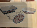 6 (pc) Oven To Table Set W/ Trivets Temp-tations Rose Bakeware. Safe 500 Deg.. Fixed Price $47.95.