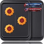 2PCS Nonstick Toaster Oven Pans, 9"X6.2" Small Baking Sheets For Cookies Black. Fixed Price $14.99.