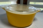 Vintage Yellow Pyrex Cinderella Casserole Dish 2.5 Qt 475-B W/ Lid 475-C-40. Fixed Price $19.99.