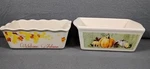 Nantucket Mini Loaf Pan Ceramic Harvest Pumpkins Welcome Autumn Lot Of 2. Fixed Price $15.29.