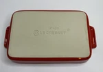 Creuset Red Ceramic Baking Pan Rectangle Side Handles 10 - 20 Euc. Fixed Price $46.99.