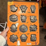 Good Sweet Creations Non-stick Halloween Cookie Pan, 12 Cavity, Metal Gray. Fixed Price $7.95.