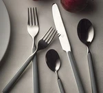 Fantasia Italian Grey Gray Color Handle Flatware Mepra 5 Piece Place Setting New. Fixed Price $87.77.