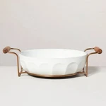 Hearth & Hand Oven Table Fluted Stoneware Round Baking Dish With Carrier. Fixed Price $65.00.