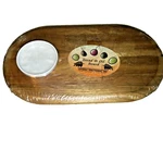 Catskill Craftsmen Oval Bread & Oil Board W/dish 16" X 9" Acacia Wood Malaysia. Fixed Price $34.95.