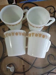 Vintage Pirex Corning Butterfly Milk Glass Coffee Cup Mug Set 4. Fixed Price $59.95.