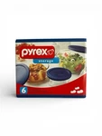 Vintage Pyrex 6 Piece Storage Set Boxed 2001 Round Glass W/ Blue Plastic Lids. Fixed Price $32.00.