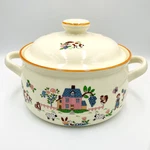 Vintage Country Home Jamestown China Microwave Casserole Dish Lid Cottage Folk. Fixed Price $43.00.