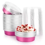 Beasea 50-PACK 4" Mini Disposable Tart Tins W/ Lids 8OZ Rose Red Aluminum Pans. Fixed Price $32.38.
