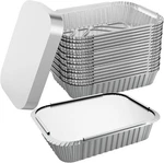 Wanbao 50 Pack 8.3"X6.2" Disposable Tin Foil Pans With Lids 2.25LB Aluminum. Fixed Price $33.21.