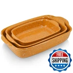 Krokori Ceramic Baking Dish Set Of 3 Casserole For Ovenrectangular Bakeware. Fixed Price $79.01.