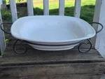 Square Serving Dish Stoneware Bakeware With Metal Stand 13" Bistro Buffet. Fixed Price $35.99.
