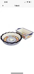Gibson Elite 2 Pc. Stonewear Bake Set - Pie & Loaf Pan Handpainted Floral. Fixed Price $15.00.