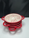 Temptations By Tara Red Floral Soup Salad Bowls Temp-tations Set Of 4 ( 16OZ ). Fixed Price $27.99.